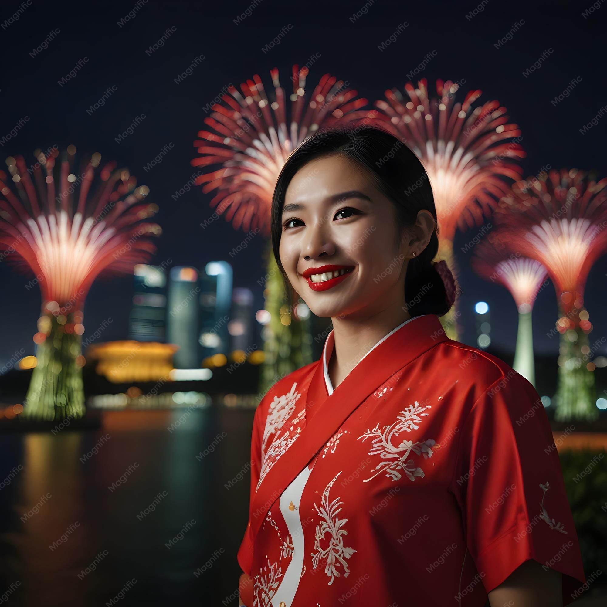 Celebrate Singapore National Day in Elegant Red & White Japanese-Inspired Makeup & Hairstyling Guide